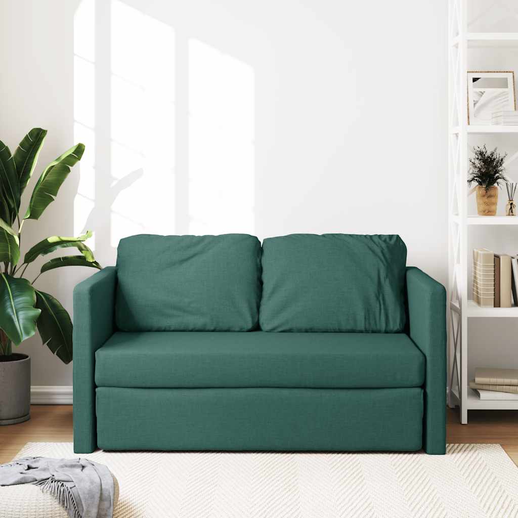 vidaXL Sofa podłogowa 2-w-1, ciemnozielona, 112x174x55 cm, tkanina