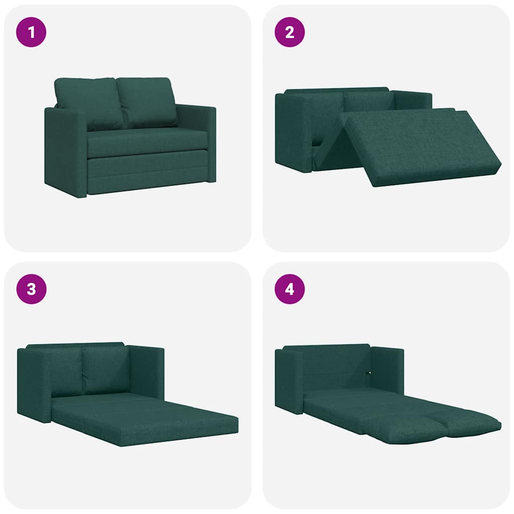 vidaXL Sofa podłogowa 2-w-1, ciemnozielona, 112x174x55 cm, tkanina