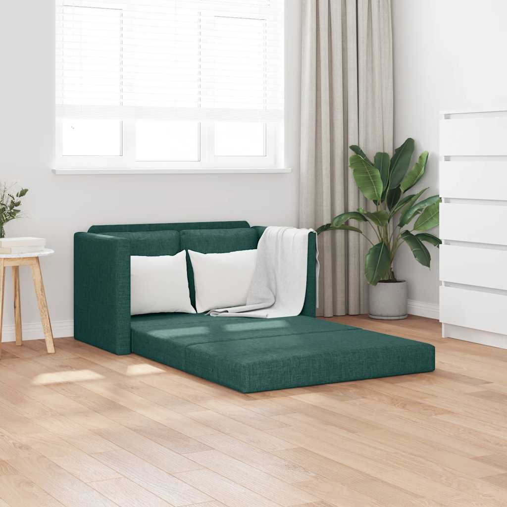 vidaXL Sofa podłogowa 2-w-1, ciemnozielona, 112x174x55 cm, tkanina