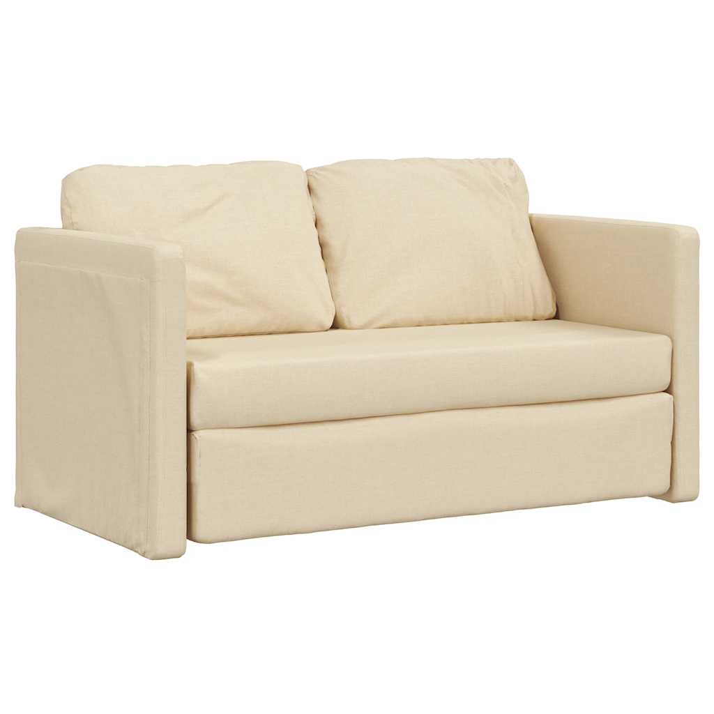vidaXL Sofa podłogowa 2-w-1, kremowa, 112x174x55 cm, tkanina