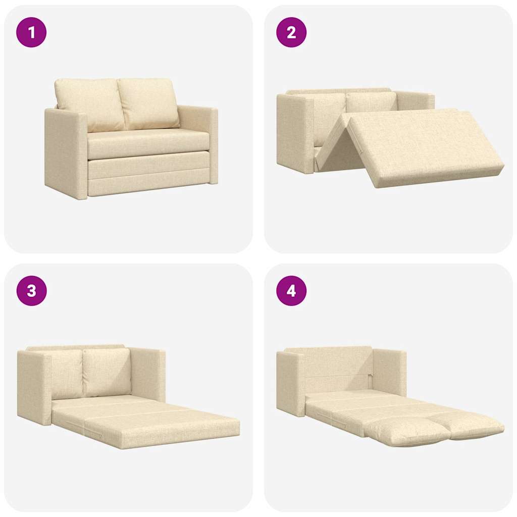 vidaXL Sofa podłogowa 2-w-1, kremowa, 112x174x55 cm, tkanina