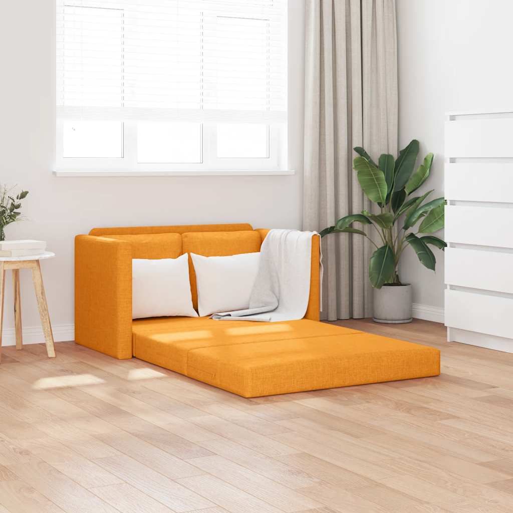 vidaXL Sofa podłogowa 2-w-1, ciemnożółta, 112x174x55 cm, tkanina