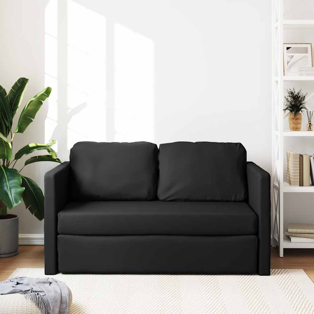 vidaXL Sofa podłogowa 2-w-1, czarna, 112x174x55 cm, sztuczna skóra