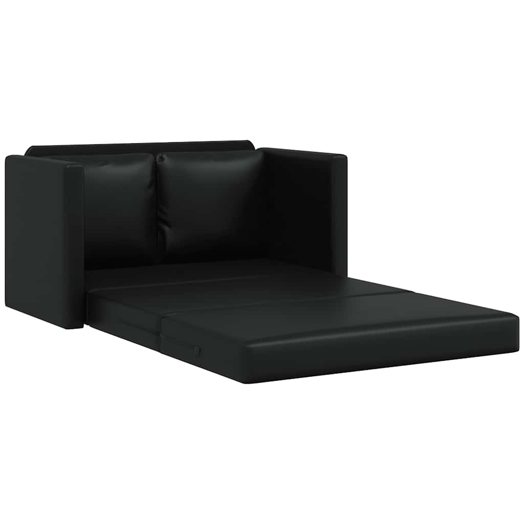 vidaXL Sofa podłogowa 2-w-1, czarna, 112x174x55 cm, sztuczna skóra