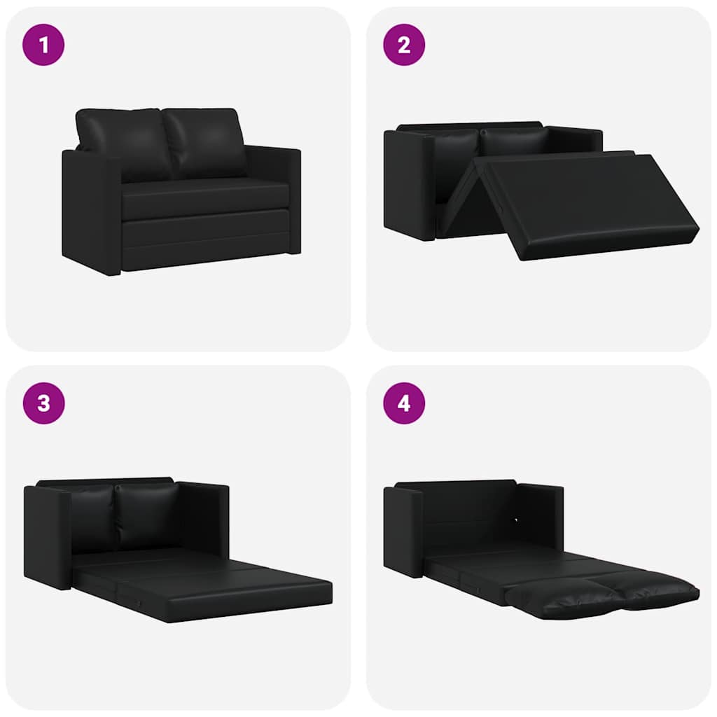 vidaXL Sofa podłogowa 2-w-1, czarna, 112x174x55 cm, sztuczna skóra