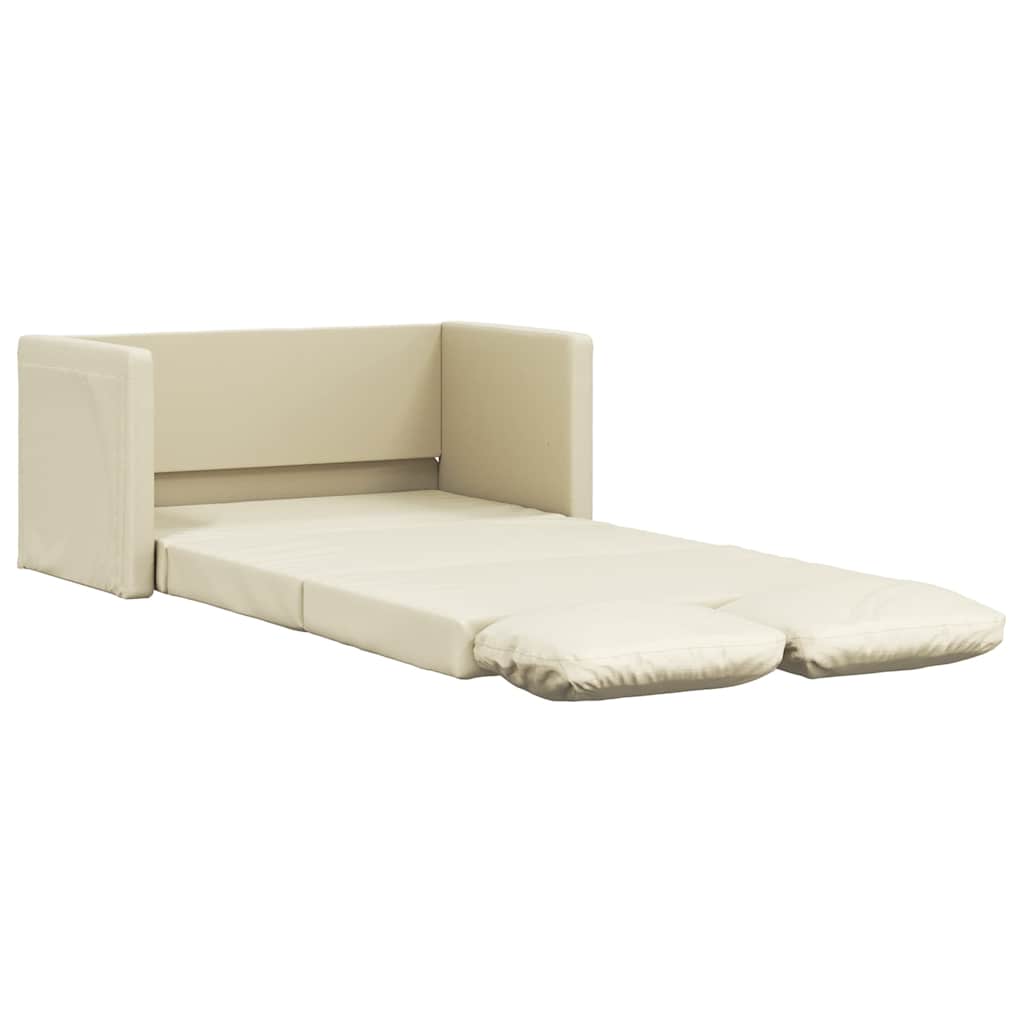 vidaXL Sofa podłogowa 2-w-1, kremowa, 112x174x55 cm, sztuczna skóra
