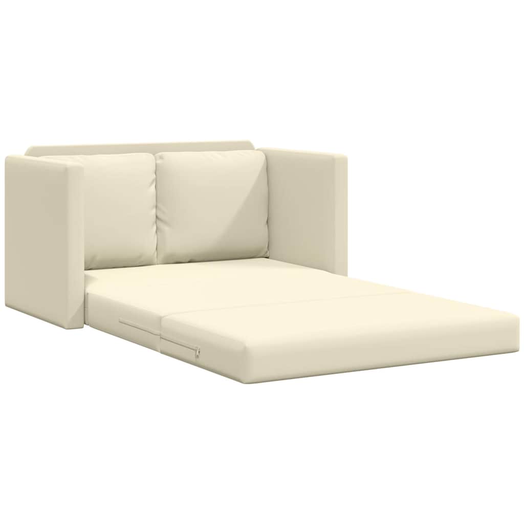 vidaXL Sofa podłogowa 2-w-1, kremowa, 112x174x55 cm, sztuczna skóra