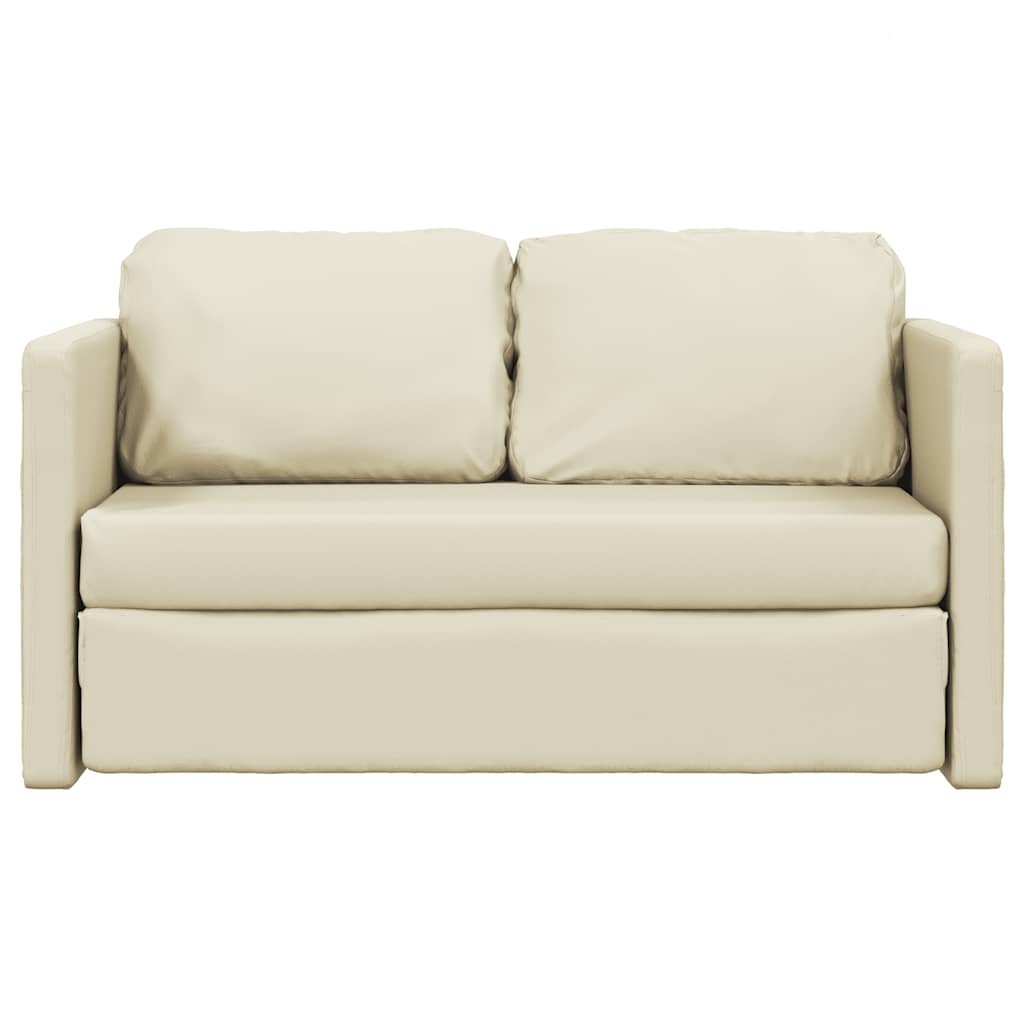 vidaXL Sofa podłogowa 2-w-1, kremowa, 112x174x55 cm, sztuczna skóra