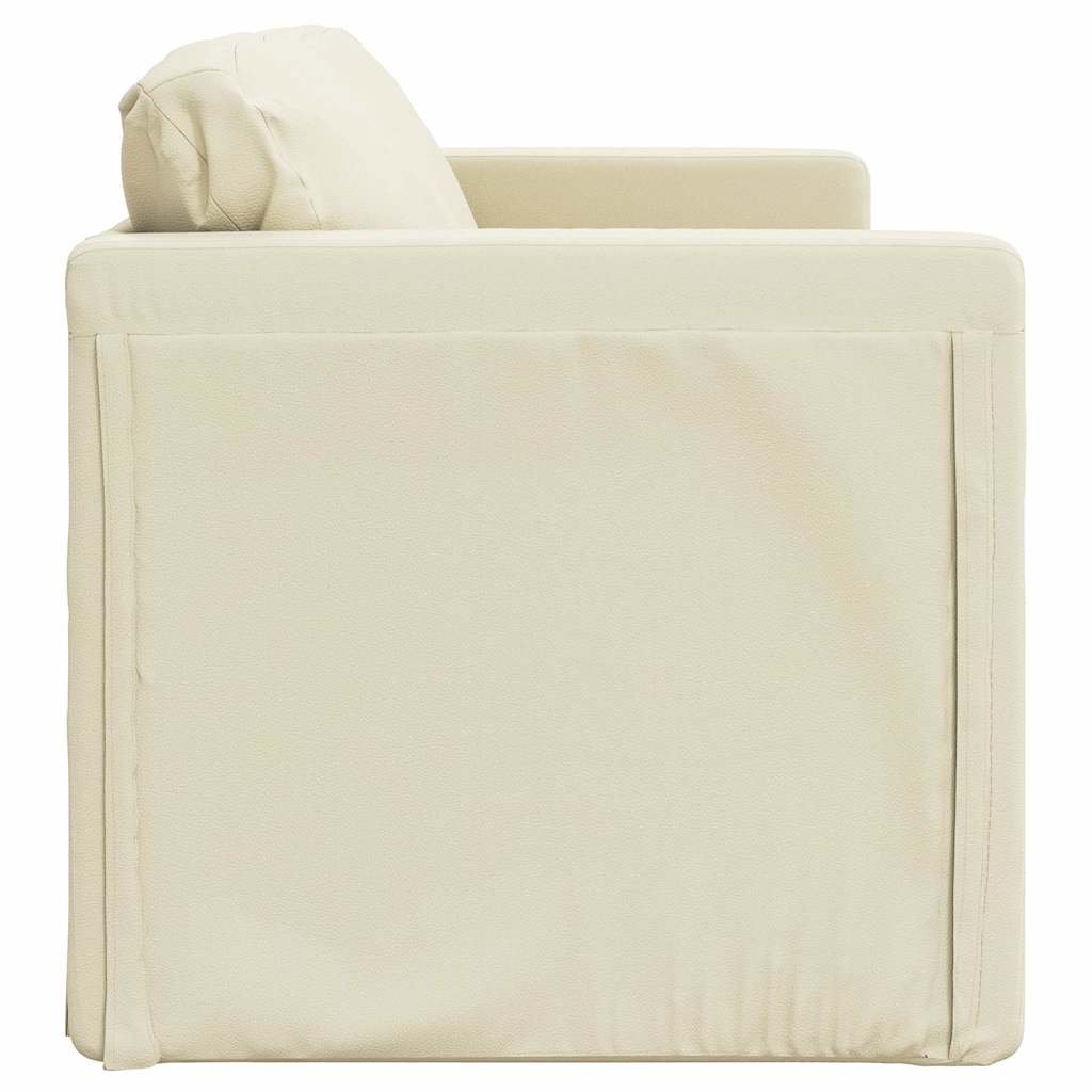 vidaXL Sofa podłogowa 2-w-1, kremowa, 112x174x55 cm, sztuczna skóra