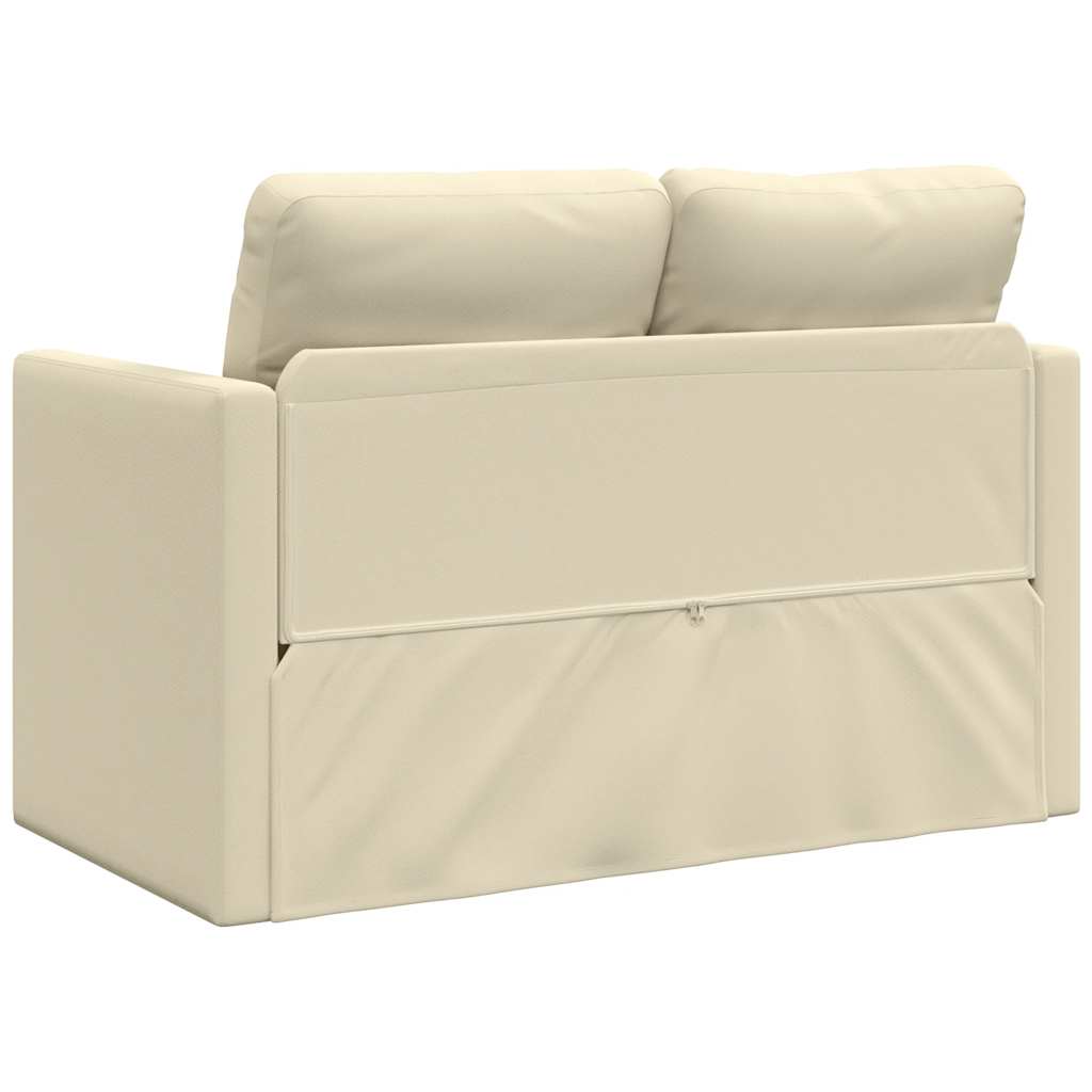 vidaXL Sofa podłogowa 2-w-1, kremowa, 112x174x55 cm, sztuczna skóra