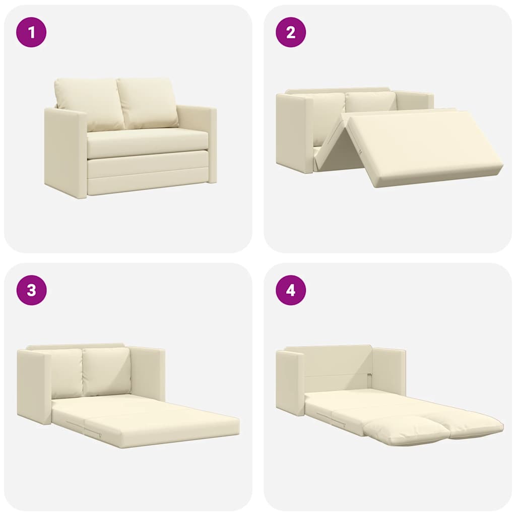 vidaXL Sofa podłogowa 2-w-1, kremowa, 112x174x55 cm, sztuczna skóra