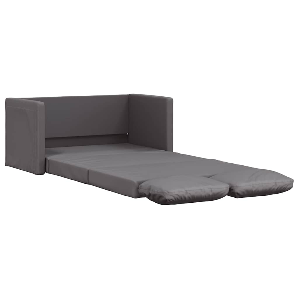 vidaXL Sofa podłogowa 2-w-1, szara, 112x174x55 cm, sztuczna skóra