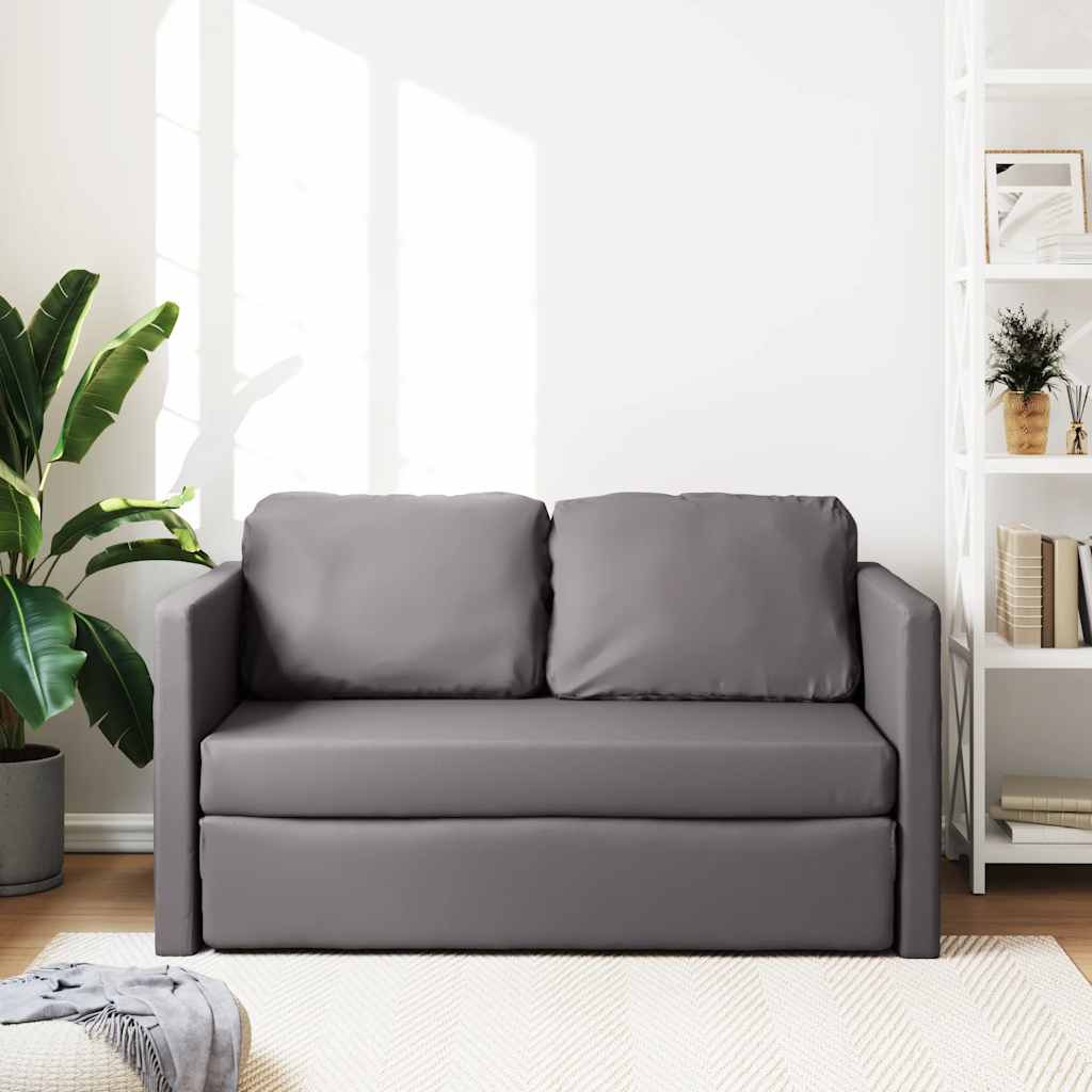 vidaXL Sofa podłogowa 2-w-1, szara, 112x174x55 cm, sztuczna skóra
