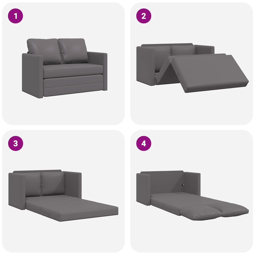 vidaXL Sofa podłogowa 2-w-1, szara, 112x174x55 cm, sztuczna skóra