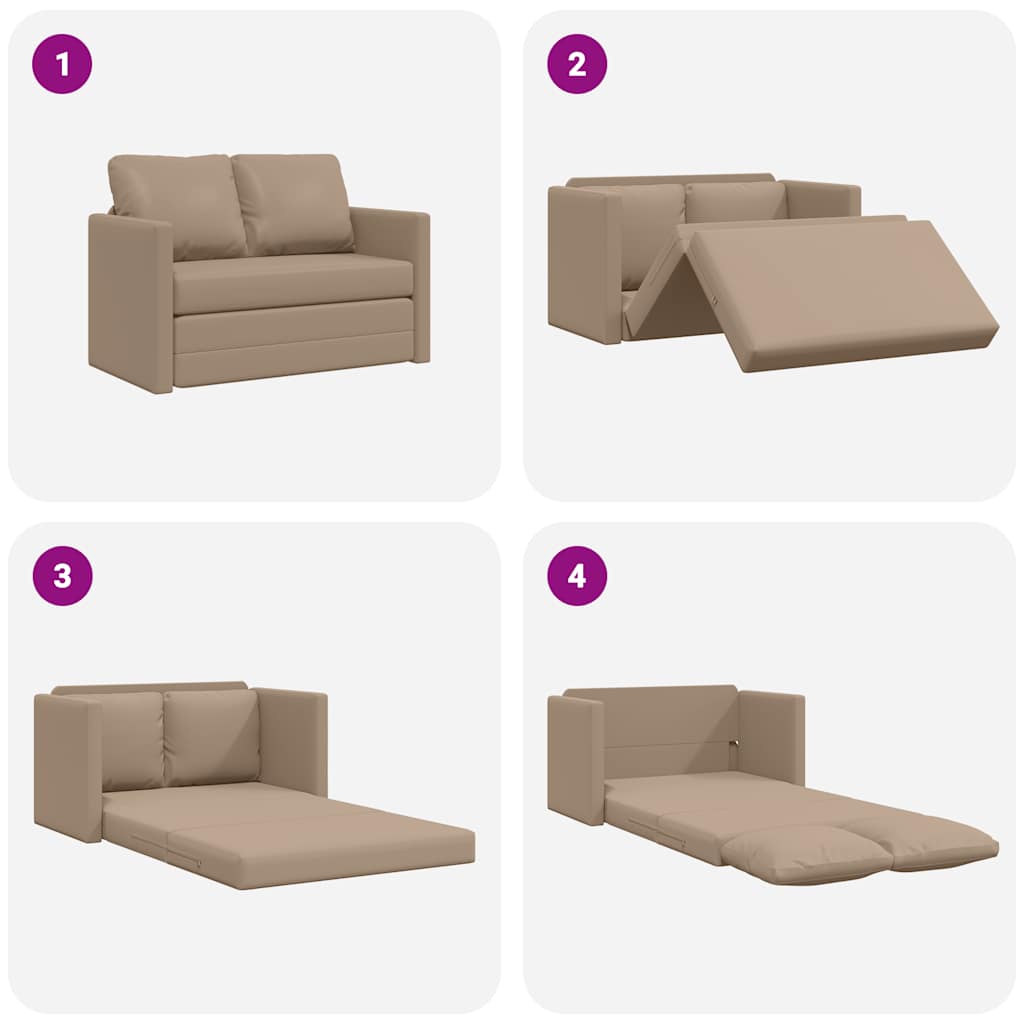 vidaXL Sofa podłogowa 2-w-1, cappuccino, 112x174x55 cm, sztuczna skóra