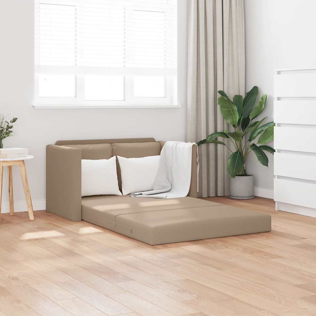 vidaXL Sofa podłogowa 2-w-1, cappuccino, 112x174x55 cm, sztuczna skóra