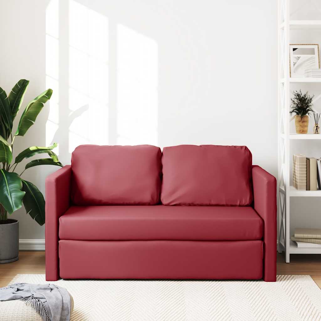 vidaXL Sofa podłogowa 2-w-1, kolor wina, 112x174x55 cm, sztuczna skóra