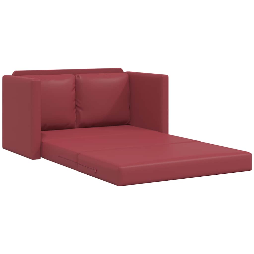 vidaXL Sofa podłogowa 2-w-1, kolor wina, 112x174x55 cm, sztuczna skóra
