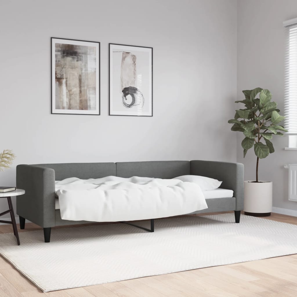 vidaXL Sofa z funkcją spania, ciemnoszara, 80x200 cm, obita tkaniną