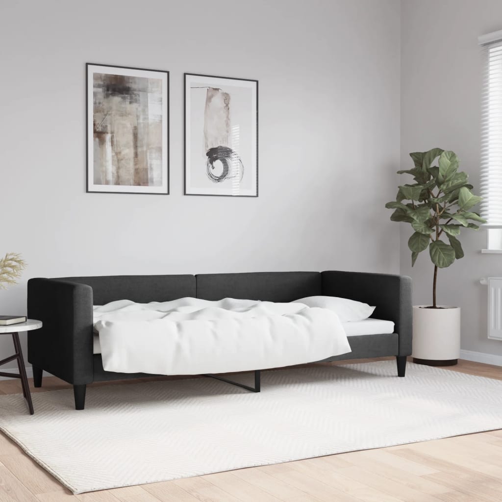 vidaXL Sofa z funkcją spania, czarna, 80x200 cm, obita tkaniną