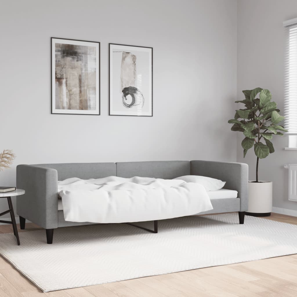 vidaXL Sofa z funkcją spania, jasnoszara, 90x200 cm, obita tkaniną