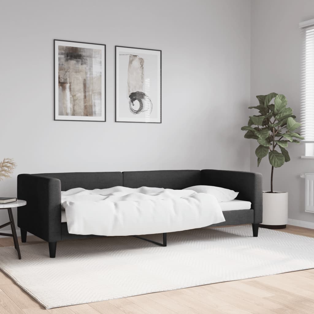 vidaXL Sofa z funkcją spania, czarna, 90x200 cm, obita tkaniną