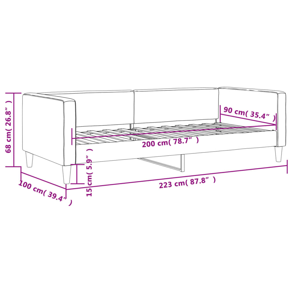 vidaXL Sofa z funkcją spania, kremowe, 90x200 cm, obita tkaniną