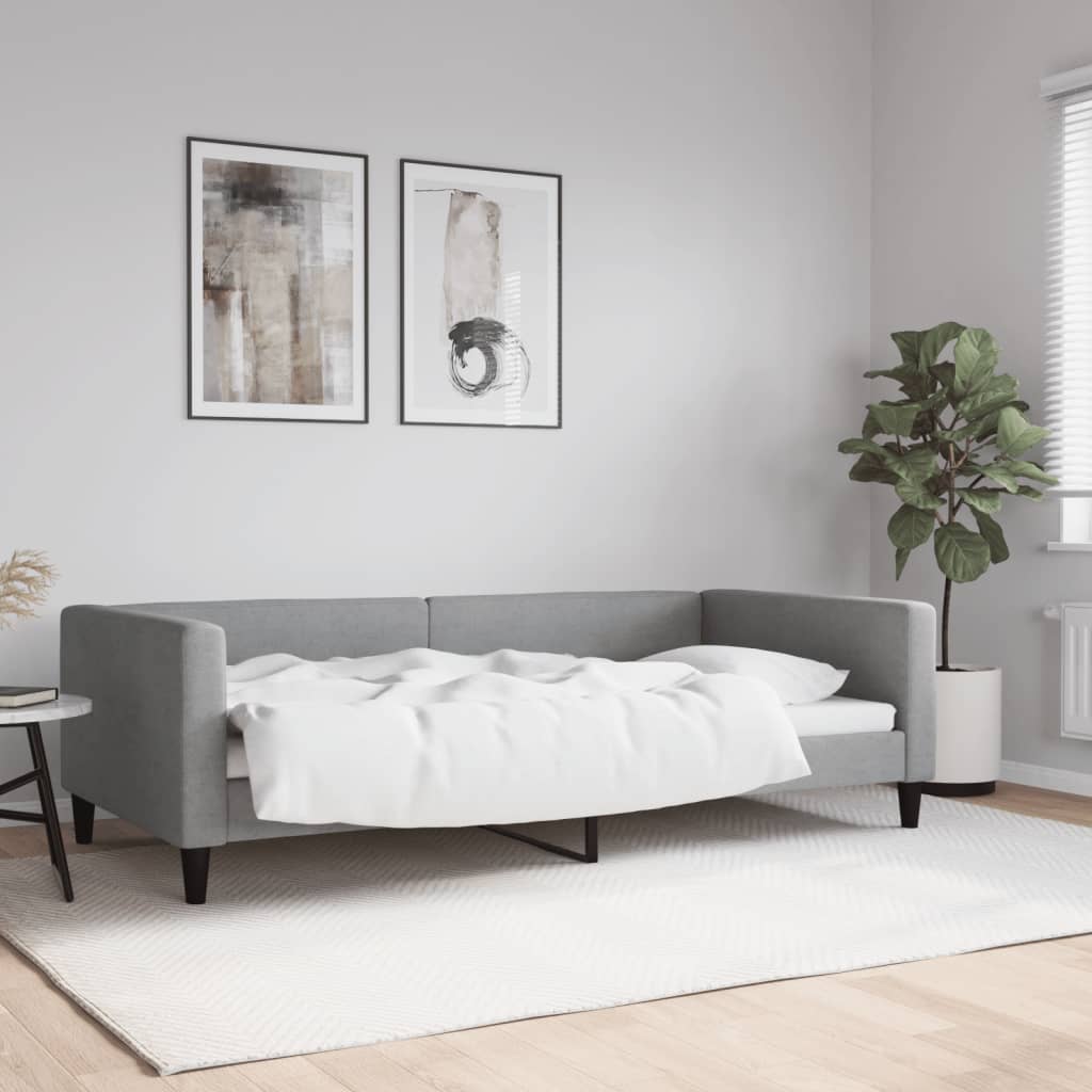 vidaXL Sofa z funkcją spania, jasnoszara, 100x200 cm, obita tkaniną