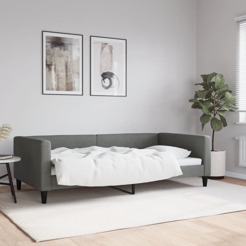 vidaXL Sofa z funkcją spania, ciemnoszara, 100x200 cm, obita tkaniną
