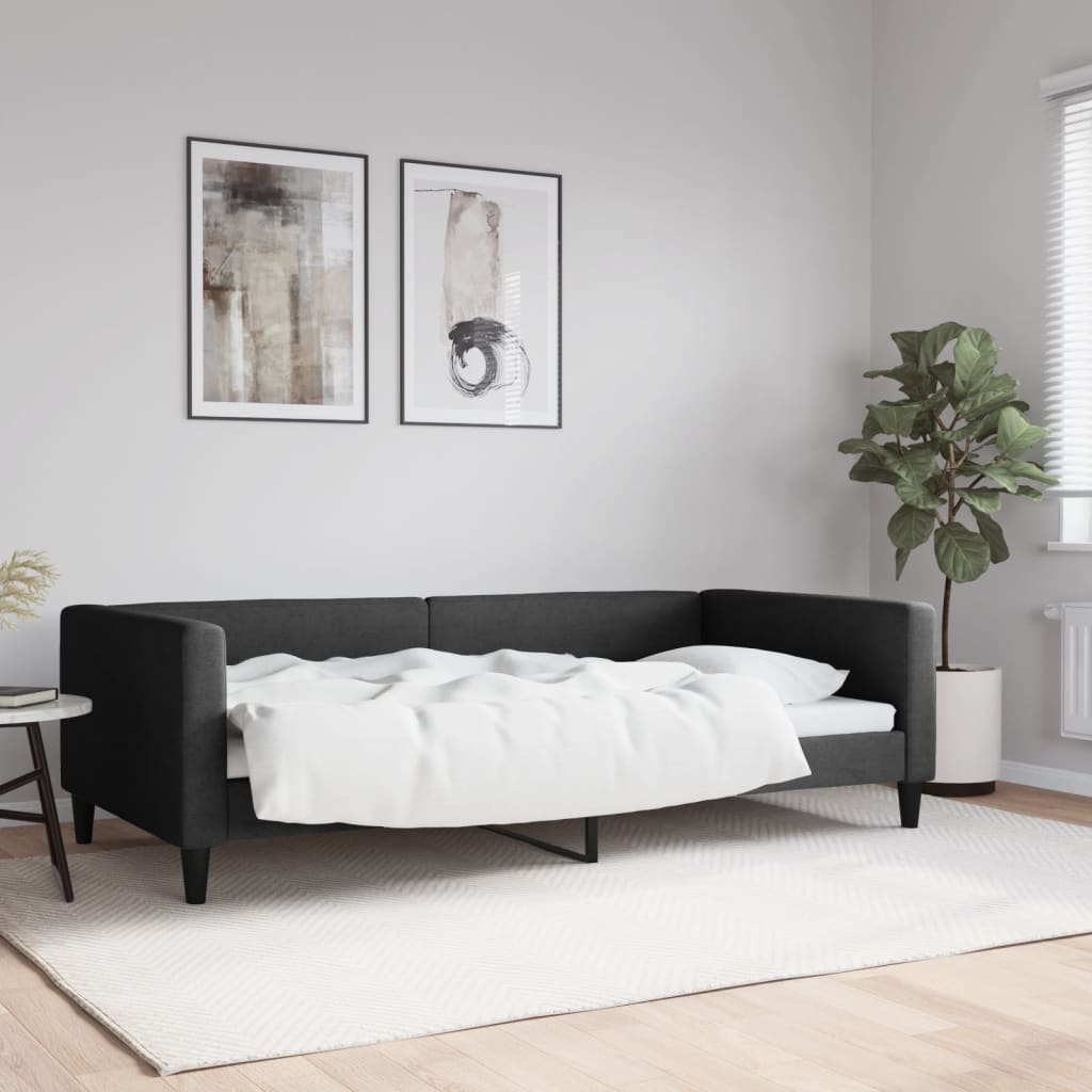 vidaXL Sofa z funkcją spania, czarna, 100x200 cm, obita tkaniną