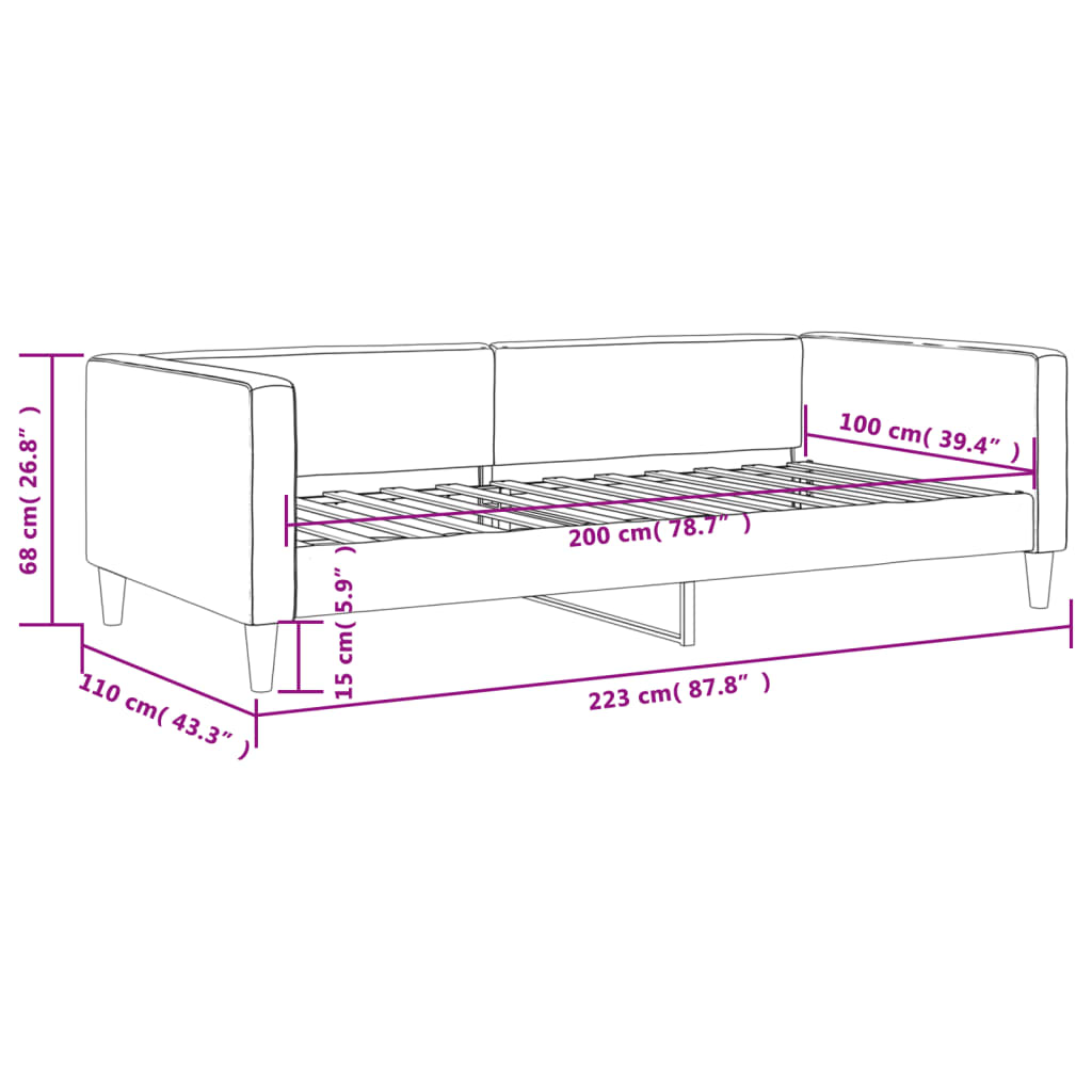 vidaXL Sofa z funkcją spania, kolor taupe, 100x200 cm, obita tkaniną