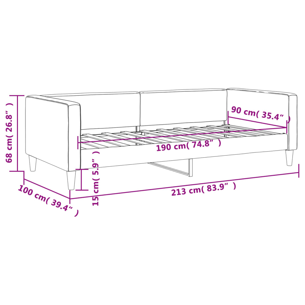 vidaXL Sofa z funkcją spania, jasnoszara, 90x190 cm, obita tkaniną