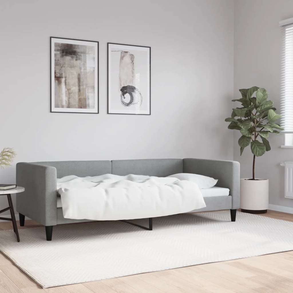 vidaXL Sofa z funkcją spania, jasnoszara, 90x190 cm, obita tkaniną