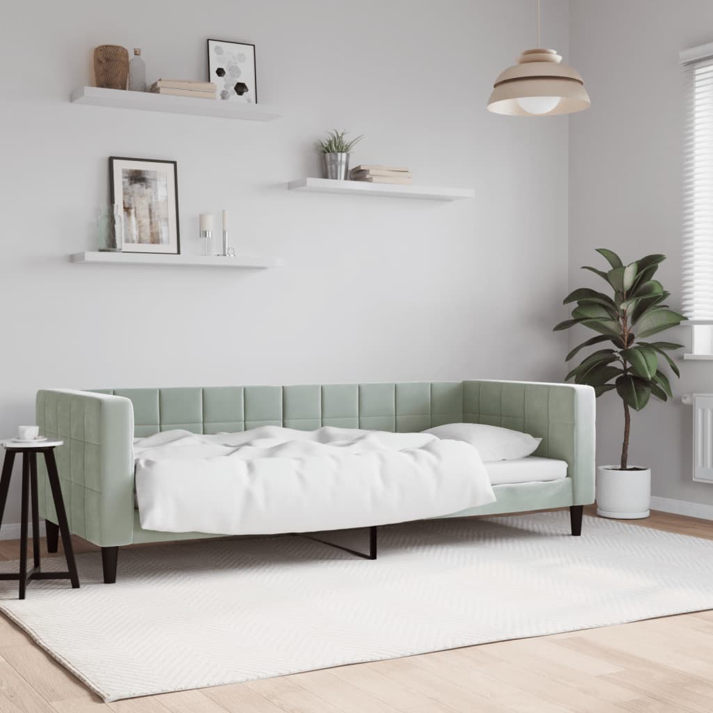 vidaXL Sofa z funkcją spania, jasnoszara, 80x200 cm, obita aksamitem