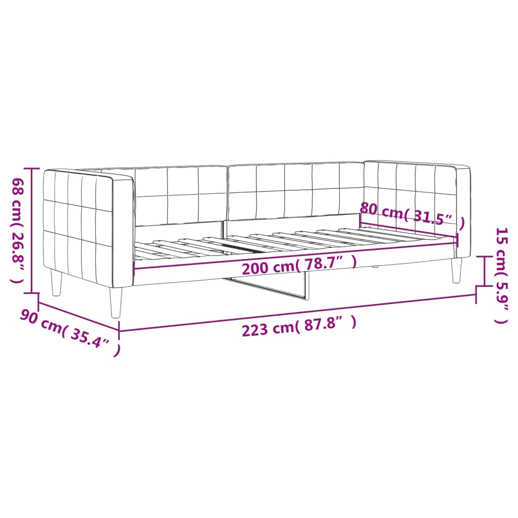 vidaXL Sofa z funkcją spania, ciemnoszara, 80x200 cm, aksamitna