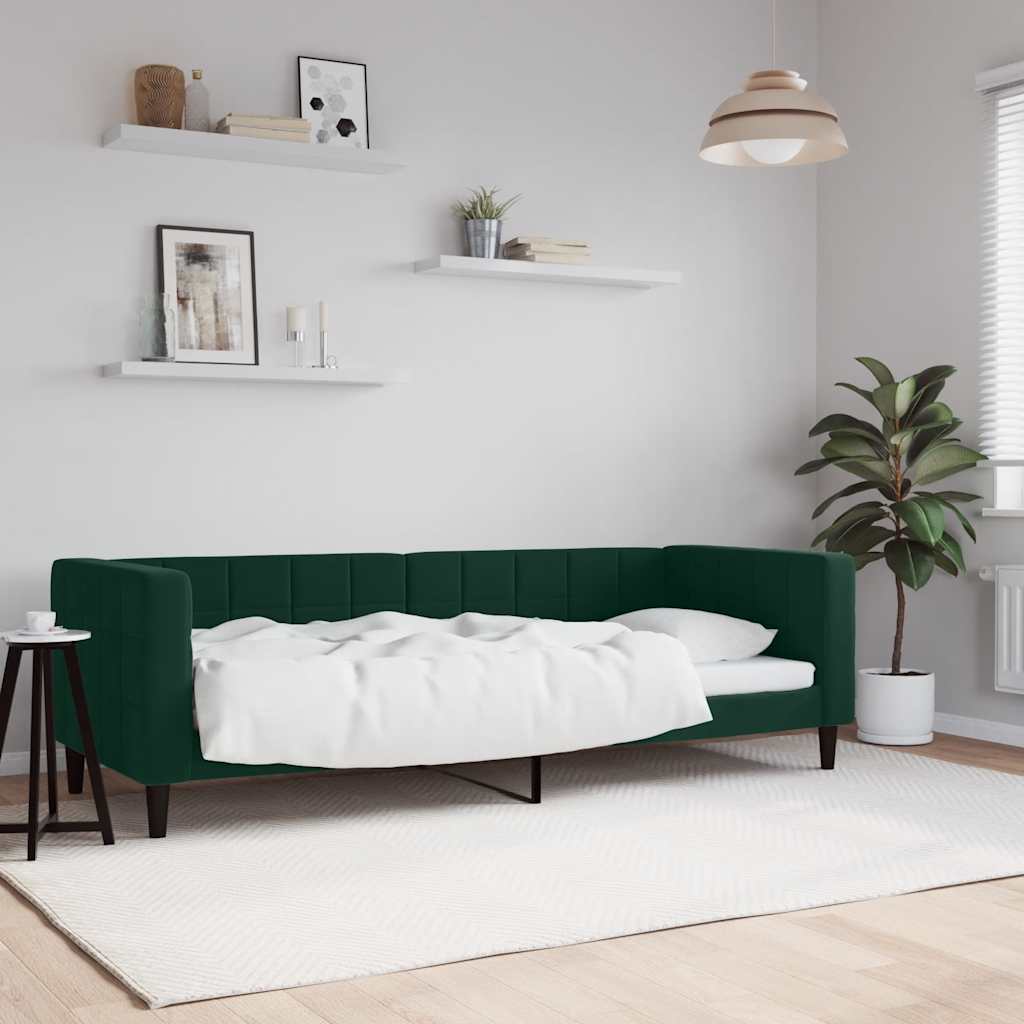 vidaXL Sofa z funkcją spania, ciemnozielona, 80x200 cm, aksamitna