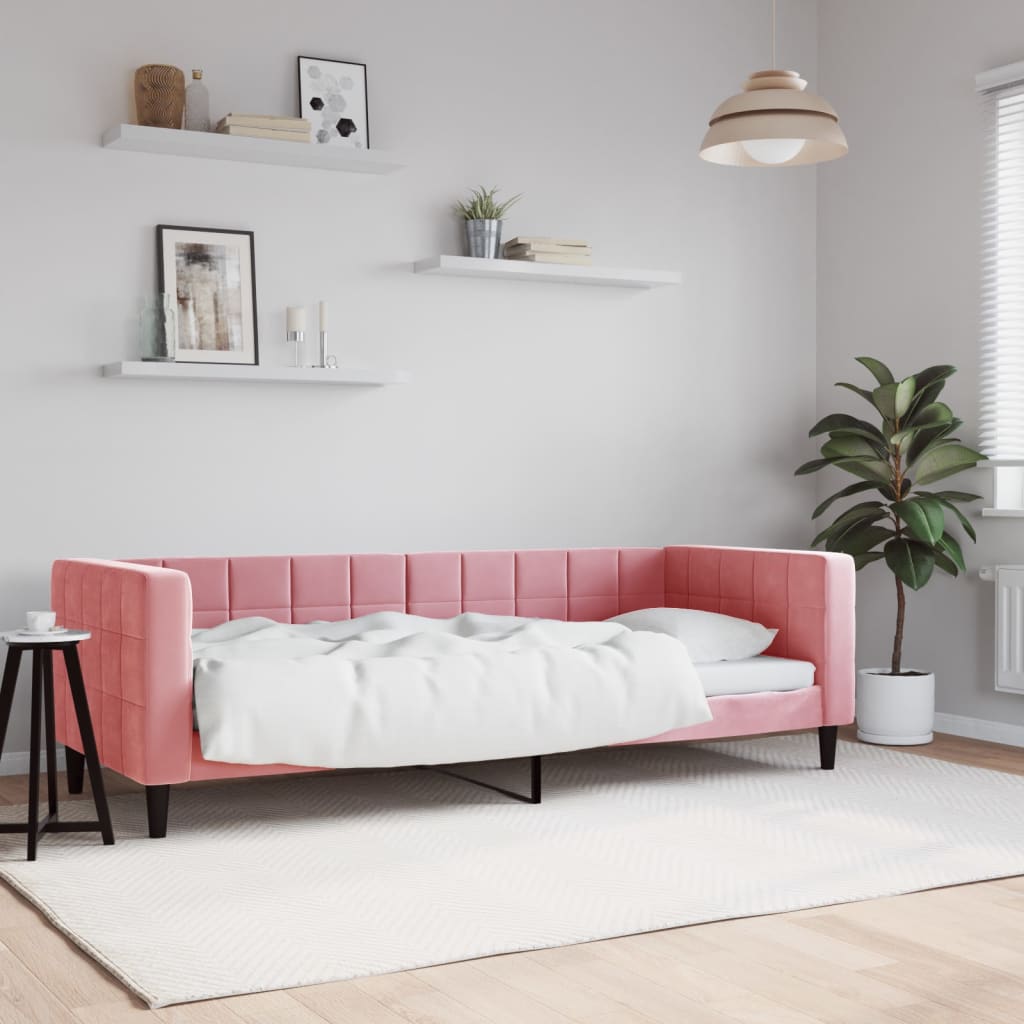 vidaXL Sofa z funkcją spania, różowa, 80x200 cm, obita aksamitem