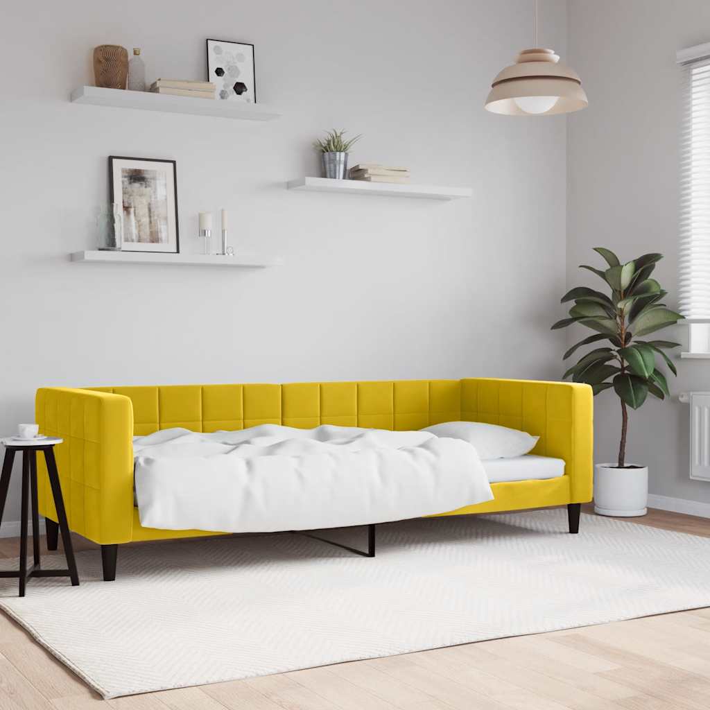 vidaXL Sofa z funkcją spania, żółta, 80x200 cm, obita aksamitem
