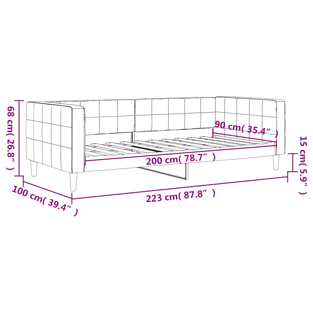 vidaXL Sofa z funkcją spania, niebieska, 90x200 cm, obita aksamitem