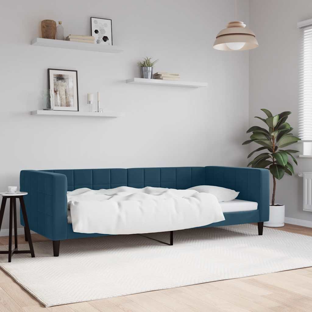 vidaXL Sofa z funkcją spania, niebieska, 90x200 cm, obita aksamitem