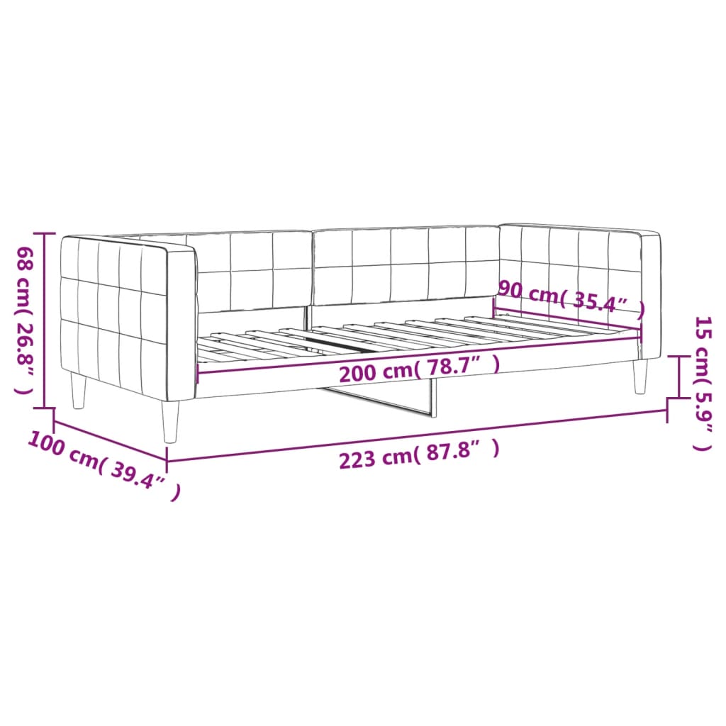 vidaXL Sofa z funkcją spania, ciemnoszara, 90x200 cm, aksamit