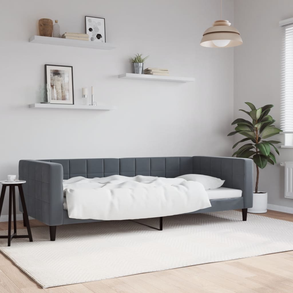 vidaXL Sofa z funkcją spania, ciemnoszara, 90x200 cm, aksamit