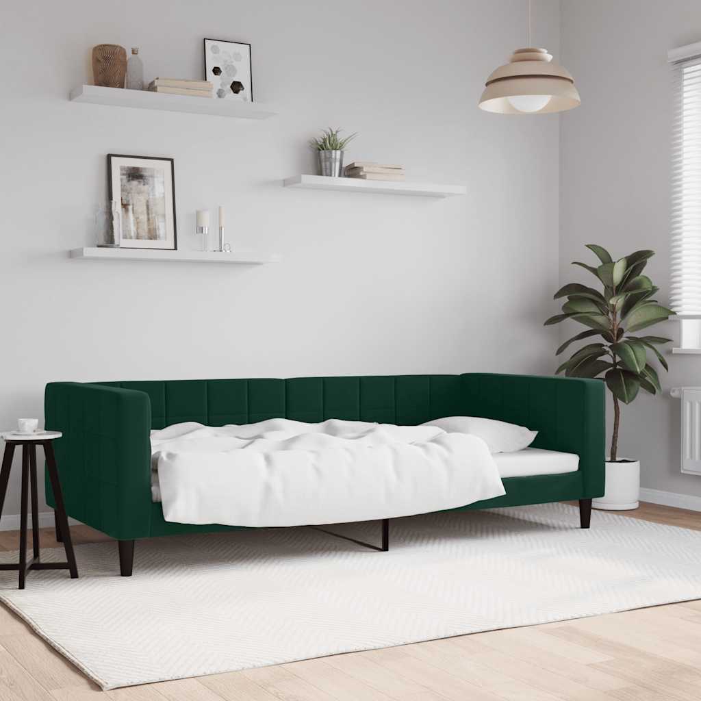 vidaXL Sofa z funkcją spania, ciemnozielona, 90x200 cm, aksamitna