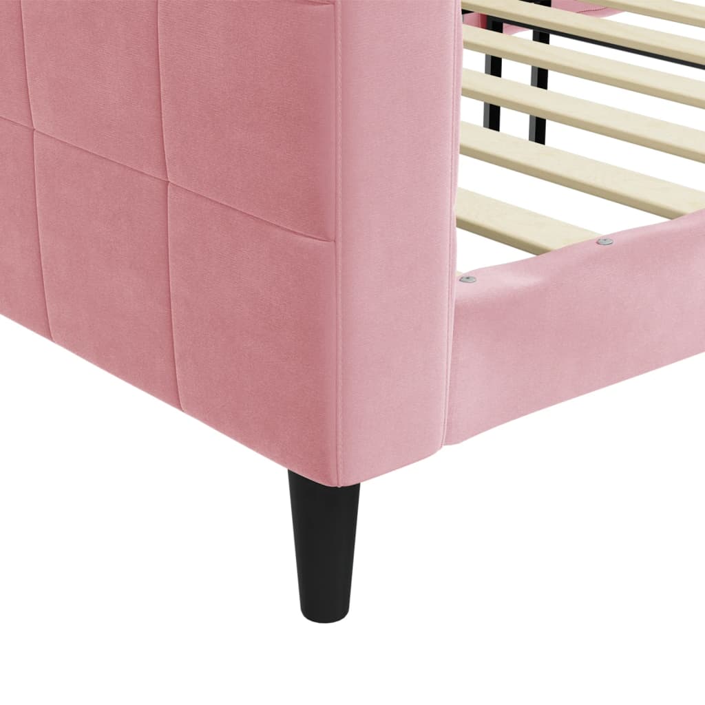 vidaXL Sofa z funkcją spania, różowa, 90x200 cm, obita aksamitem