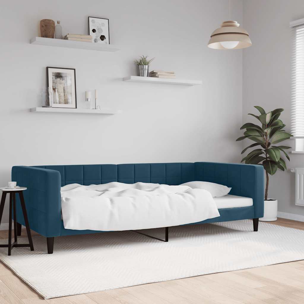 vidaXL Sofa z funkcją spania, niebieska, 100x200 cm, obita aksamitem