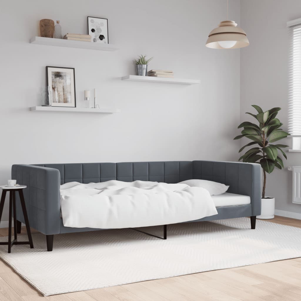 vidaXL Sofa z funkcją spania, ciemnoszara, 100x200 cm, aksamit