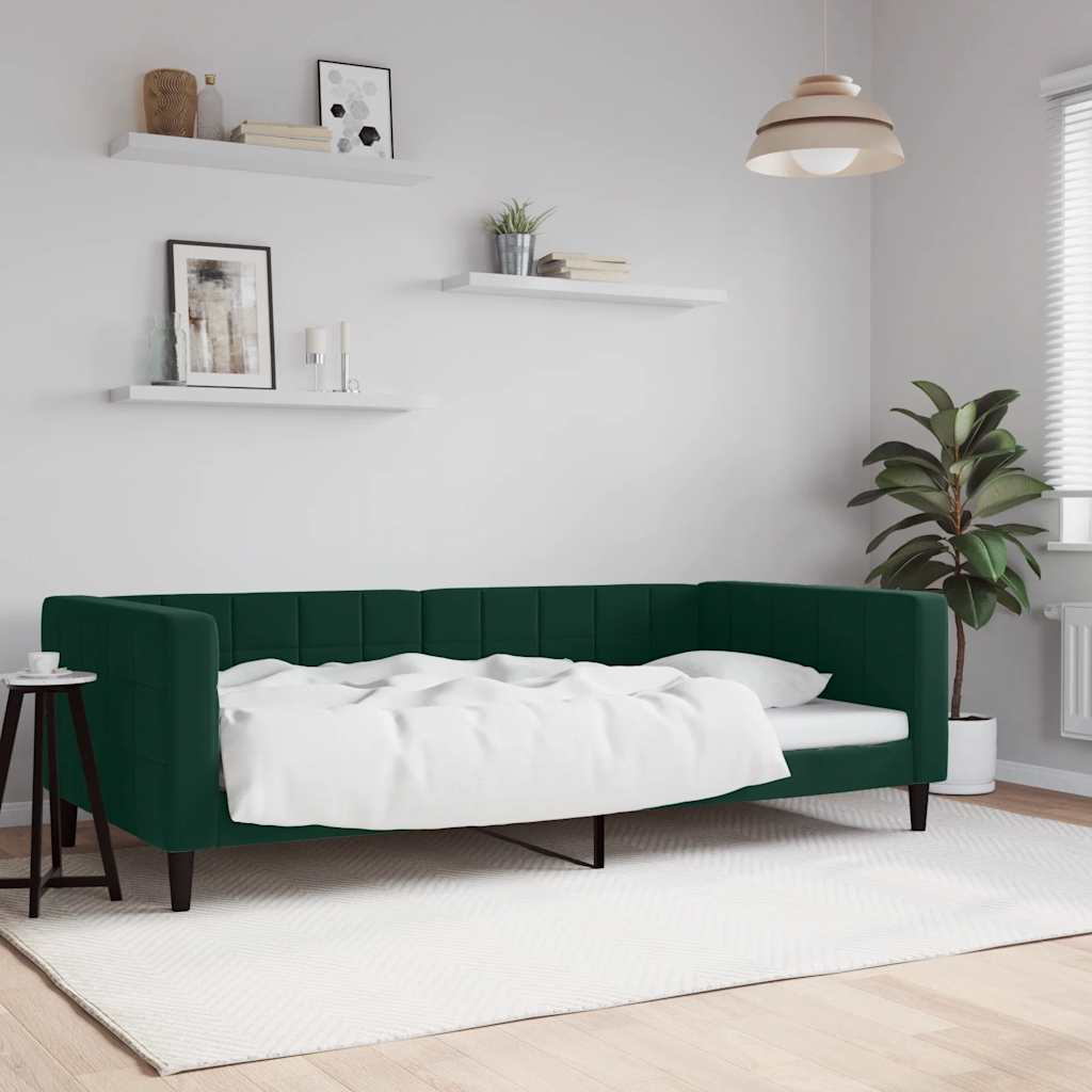 vidaXL Sofa z funkcją spania, ciemnozielona, 100x200 cm, aksamitna