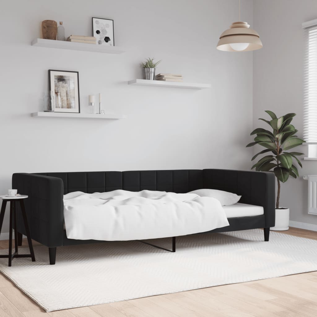 vidaXL Sofa z funkcją spania, czarna, 100x200 cm, obita aksamitem