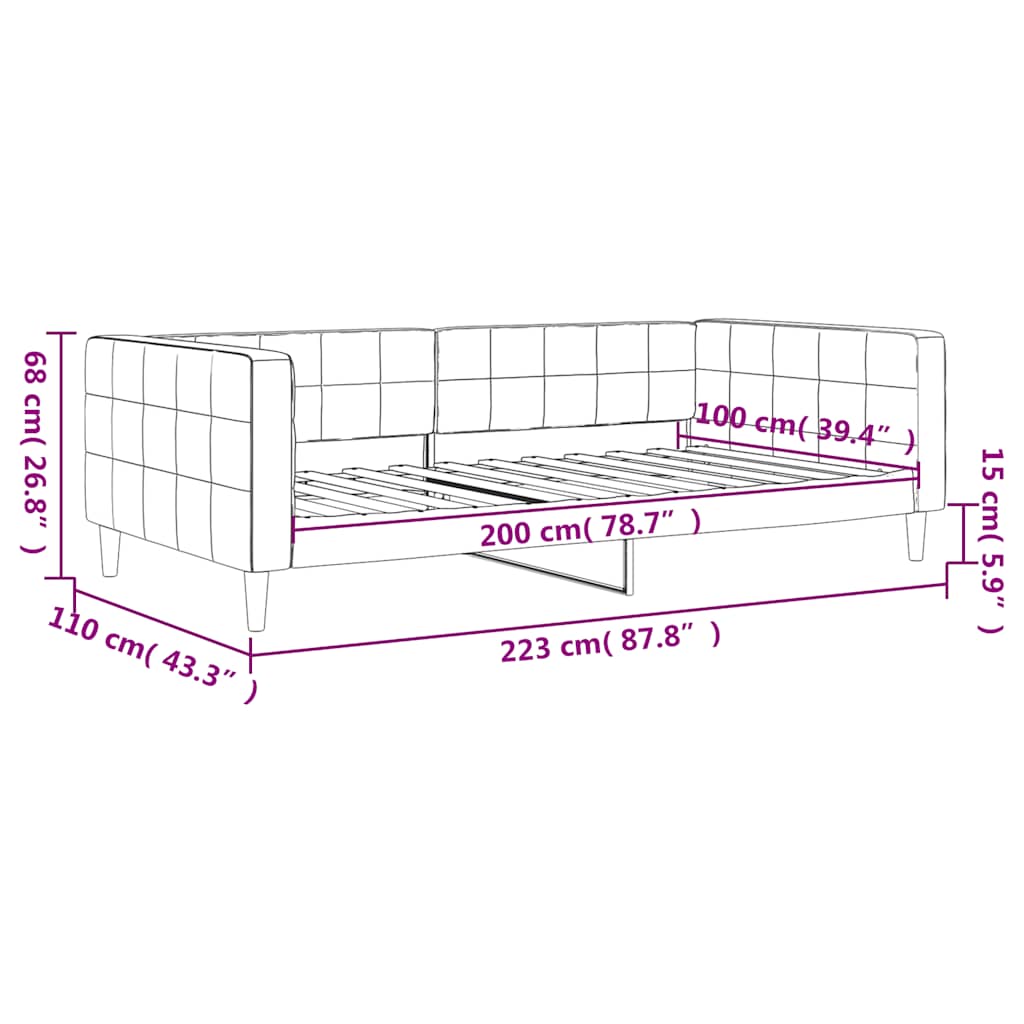 vidaXL Sofa z funkcją spania, żółta, 100x200 cm, obita aksamitem