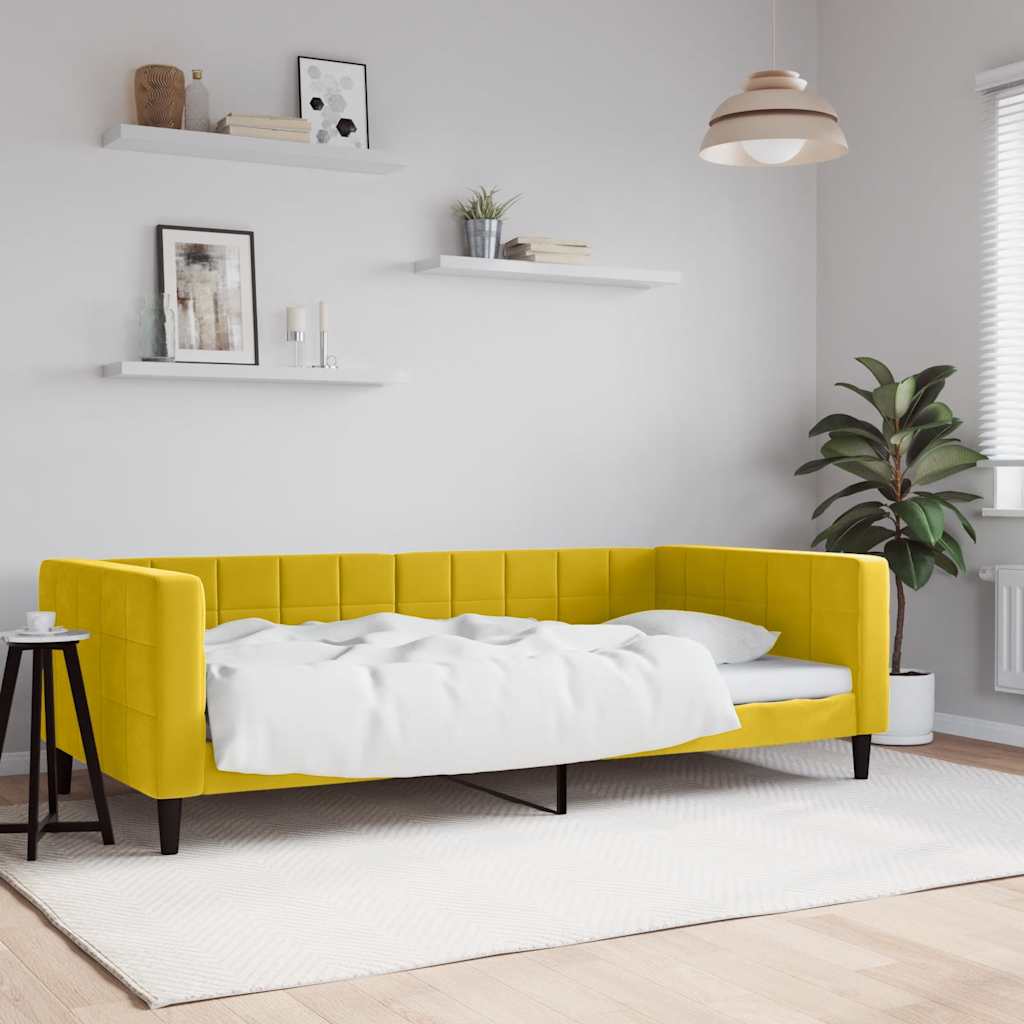 vidaXL Sofa z funkcją spania, żółta, 100x200 cm, obita aksamitem